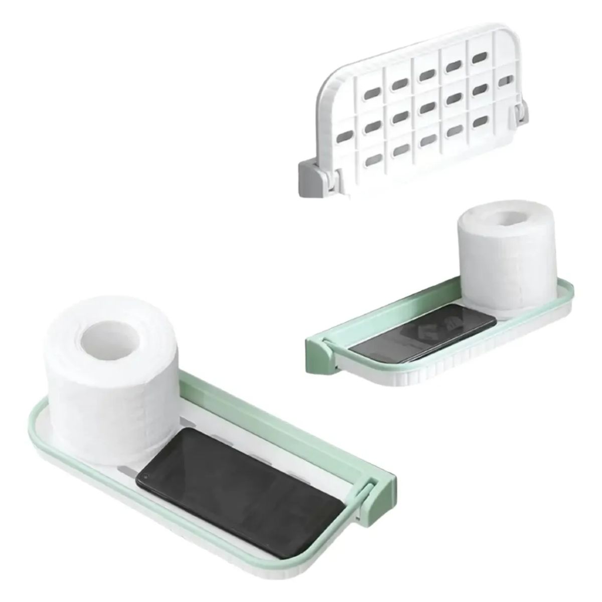 IRM - Organizador X2 De Pared Plegable Sin Tornillos Resistente Al Agua Estante Blanco FIGOIMPORT