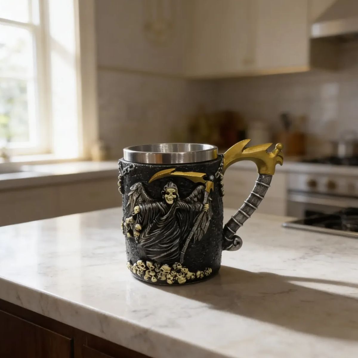 GENERICO - Tazón Taza De Cráneo Vikingo Tazón Cerveza Acero Inoxidable