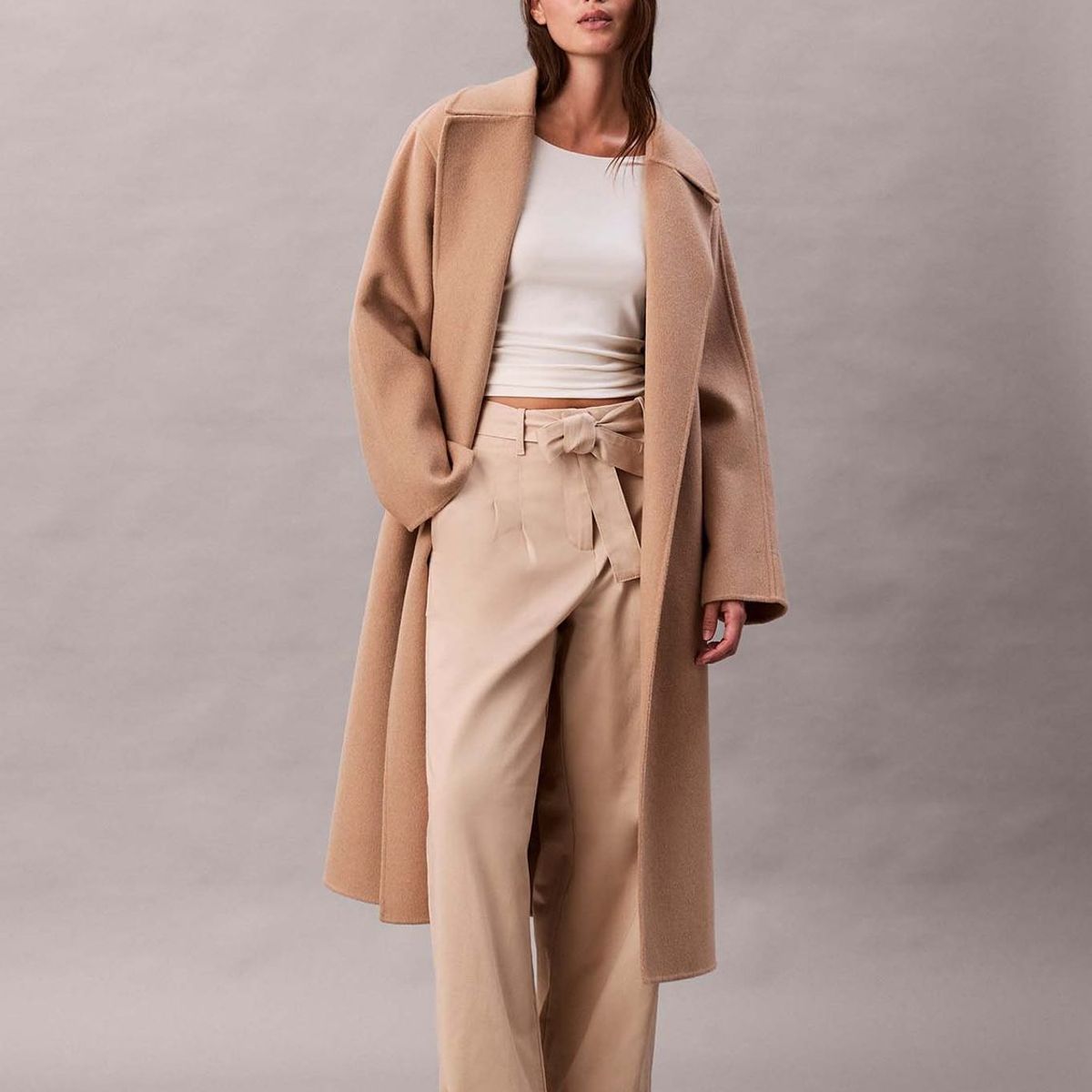 CALVIN KLEIN - Pantalón de Sarga de Algodón con Cinturón