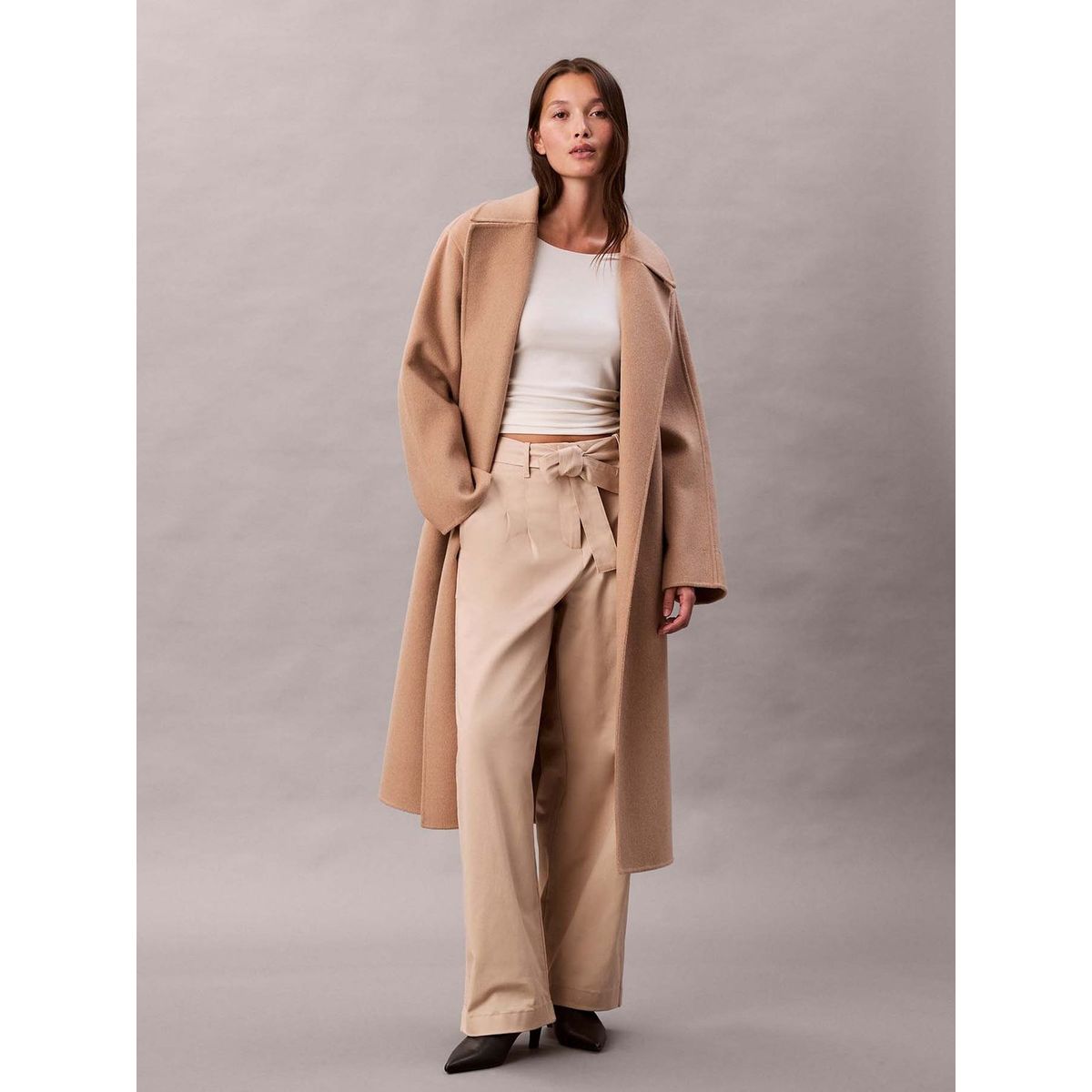 CALVIN KLEIN - Pantalón de Sarga de Algodón con Cinturón