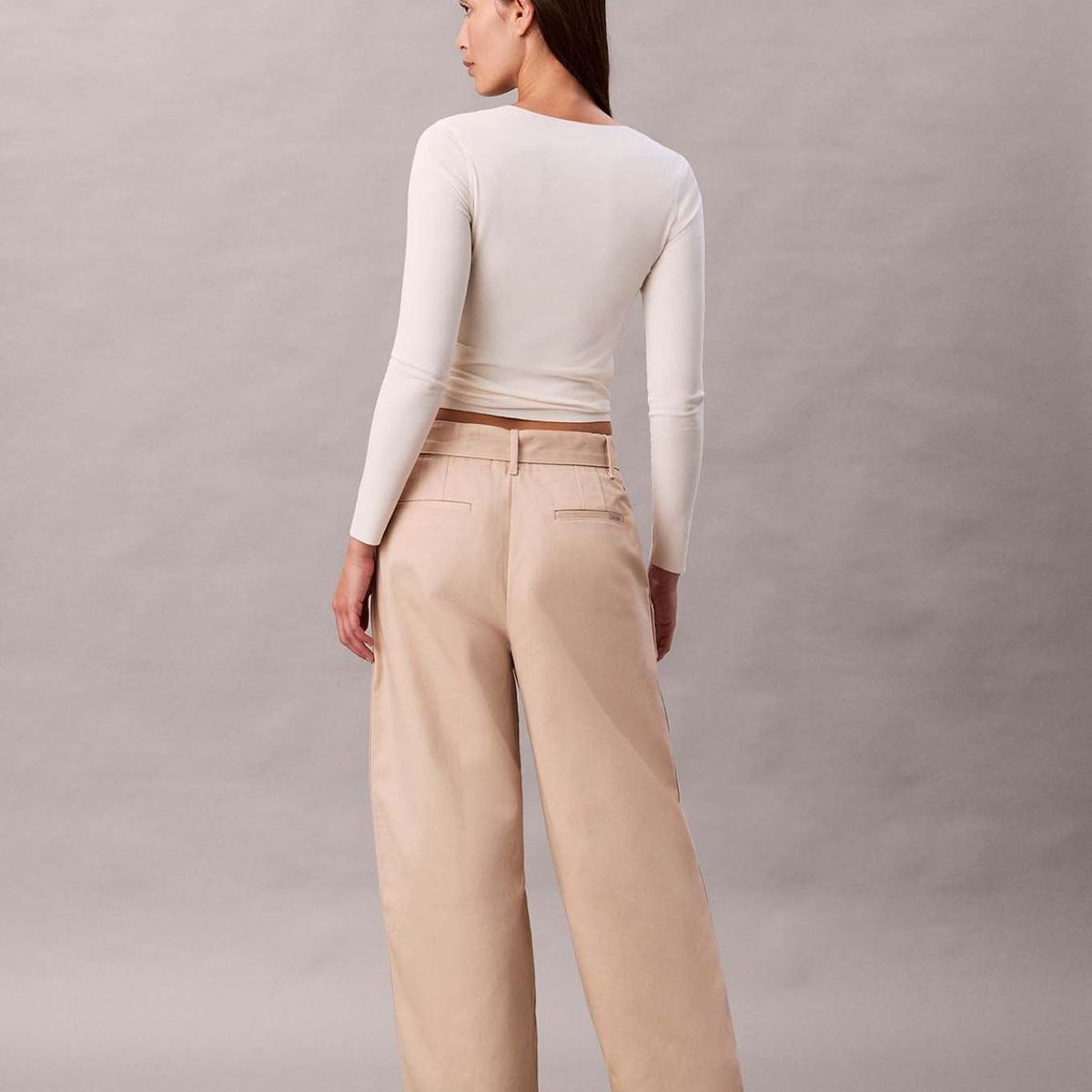 CALVIN KLEIN - Pantalón de Sarga de Algodón con Cinturón