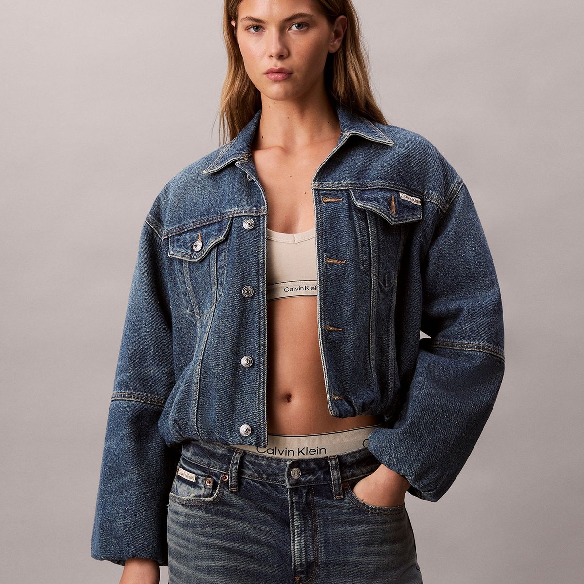 CALVIN KLEIN - Chaqueta Bubble Denim con Tejido Orchard Calvin Klein Azul