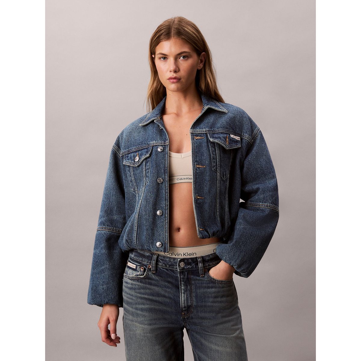 CALVIN KLEIN - Chaqueta Bubble Denim con Tejido Orchard Calvin Klein Azul