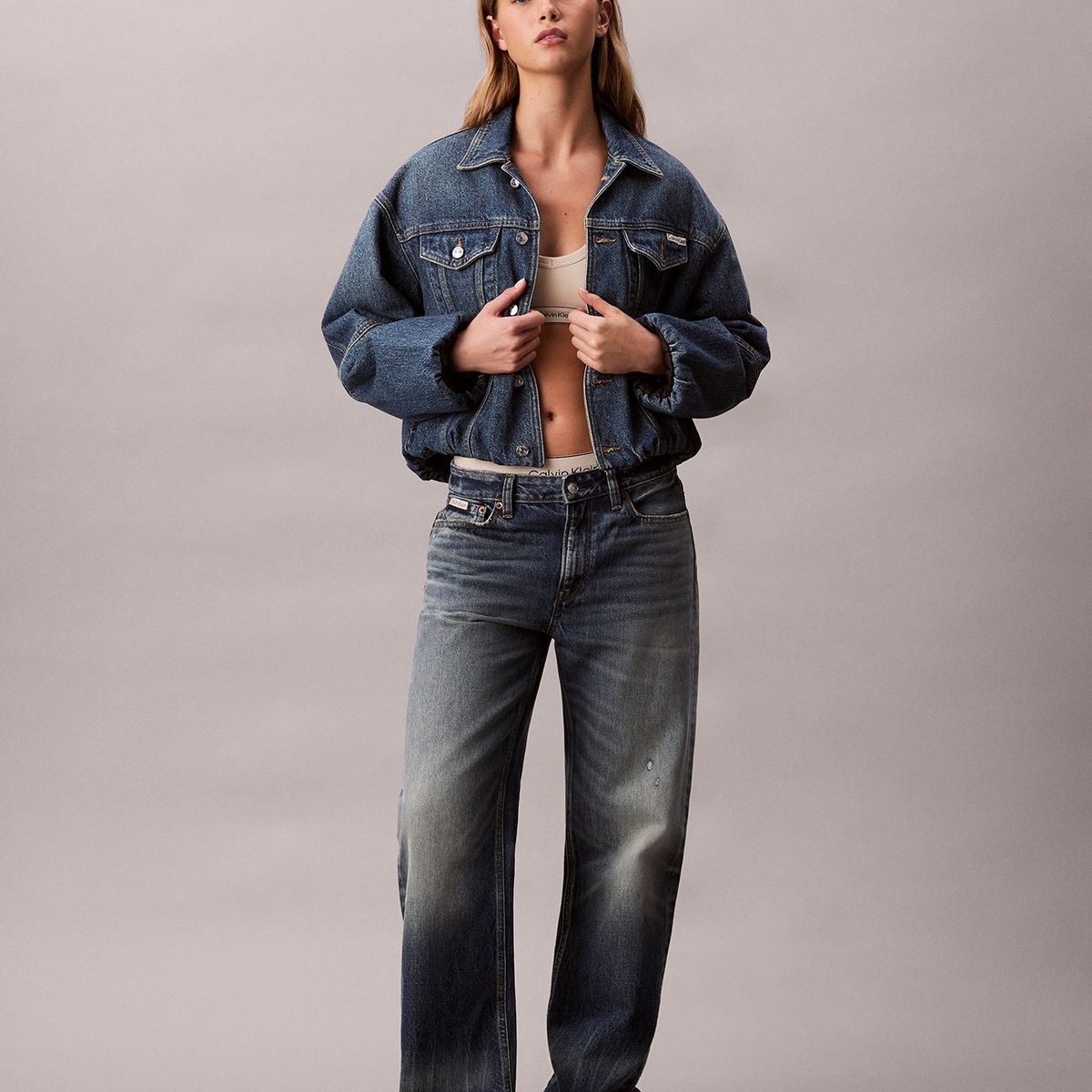 CALVIN KLEIN - Chaqueta Bubble Denim con Tejido Orchard Calvin Klein Azul