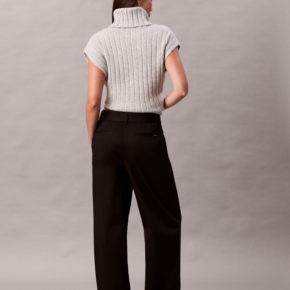 CALVIN KLEIN - Pantalón de Sarga de Algodón con Cinturón