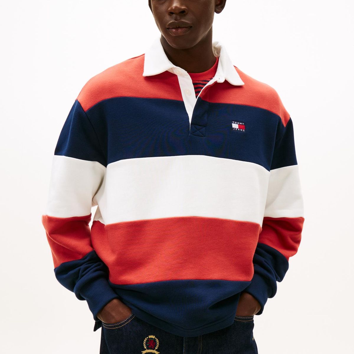 TOMMY HILFIGER - Polo Rugby Con Logo Relaxed Fit Multicolor Tommy Jeans