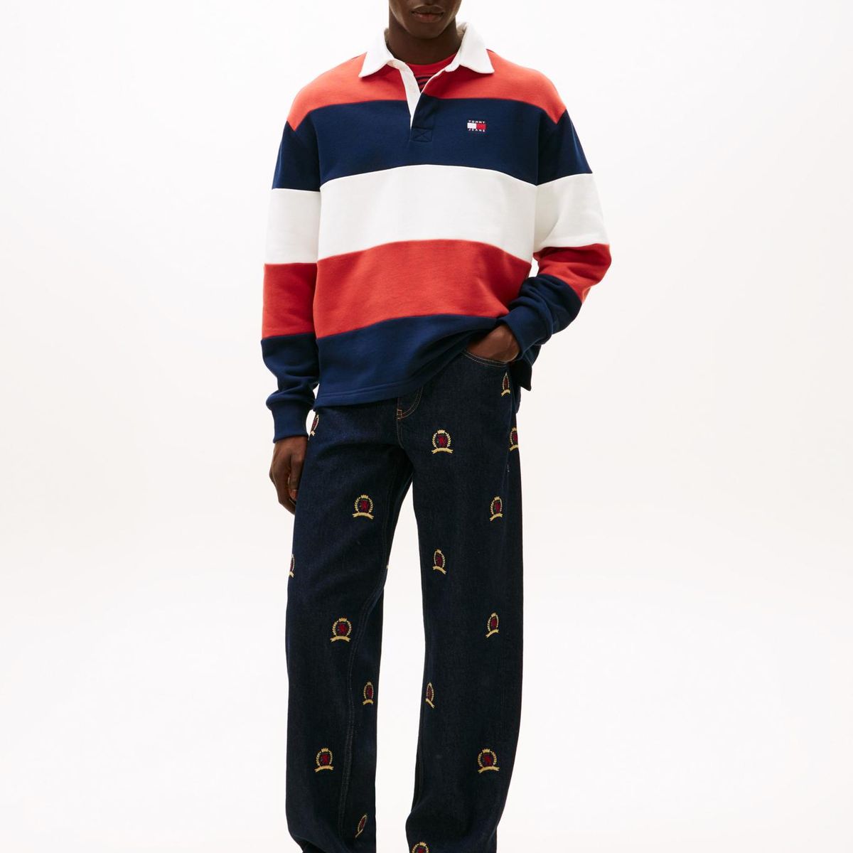 TOMMY HILFIGER - Polo Rugby Con Logo Relaxed Fit Multicolor Tommy Jeans