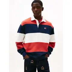TOMMY HILFIGER - Polo Rugby Con Logo Relaxed Fit Multicolor Tommy Jeans