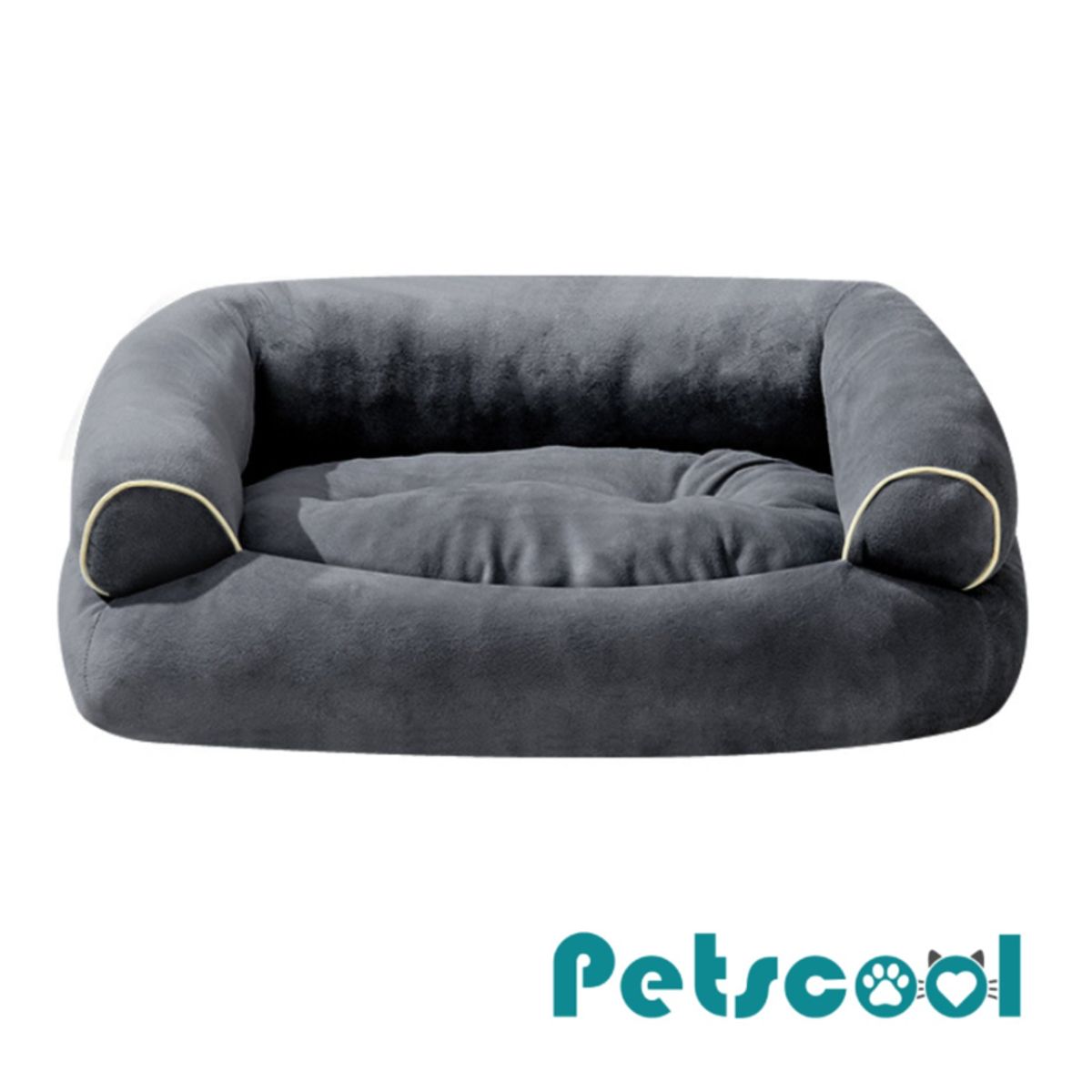 KIDSCOOL - Cama Sofá Para Perros Grandes y Medianos 105 x 65 cm Gris Oscuro Lavable y Ortopédica