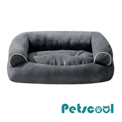 KIDSCOOL - Cama Sofá Para Perros Grandes y Medianos 105 x 65 cm Gris Oscuro Lavable y Ortopédica
