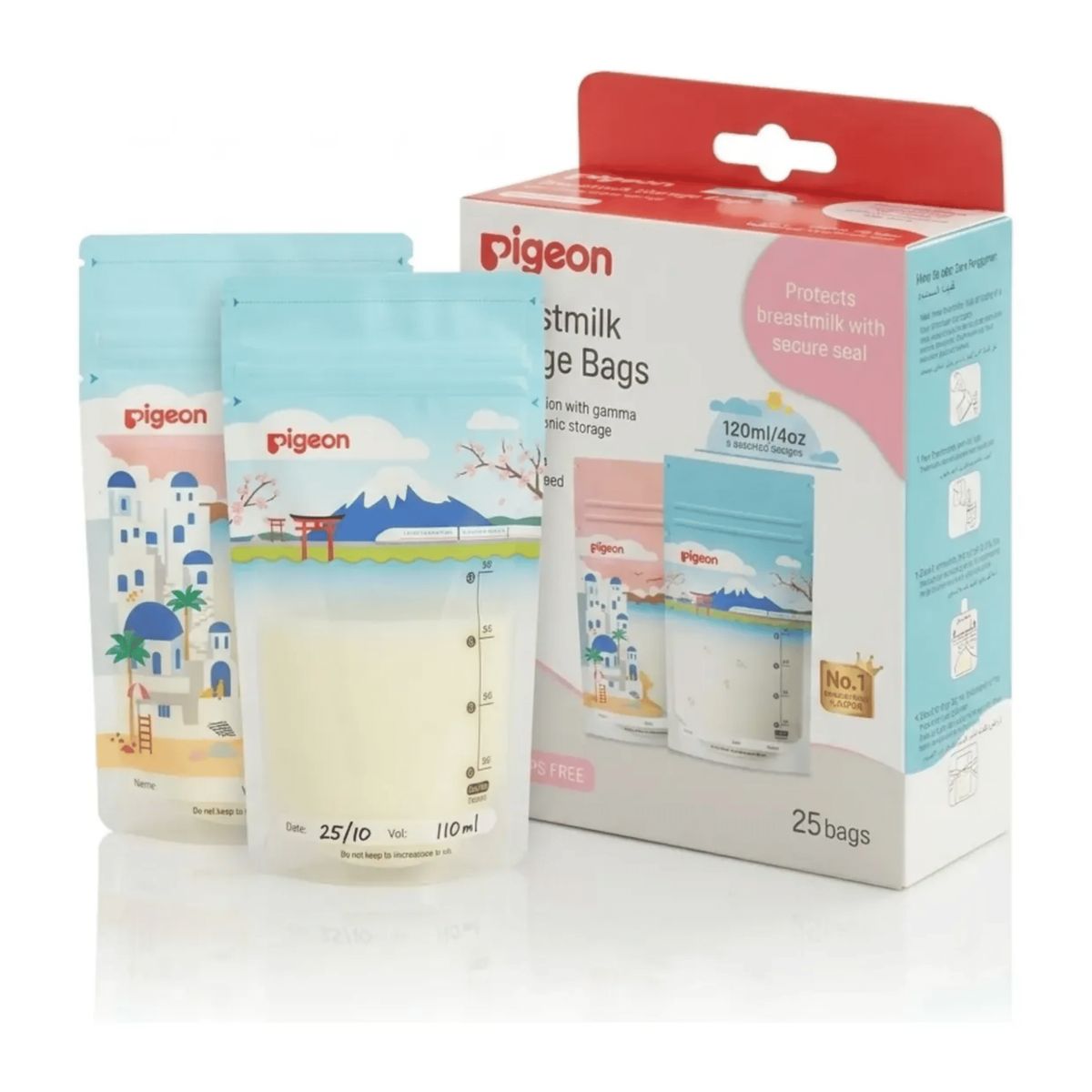 PIGEON - Bolsas Almacenamiento Leche Materna Pigeon 120ml 25 Unidades