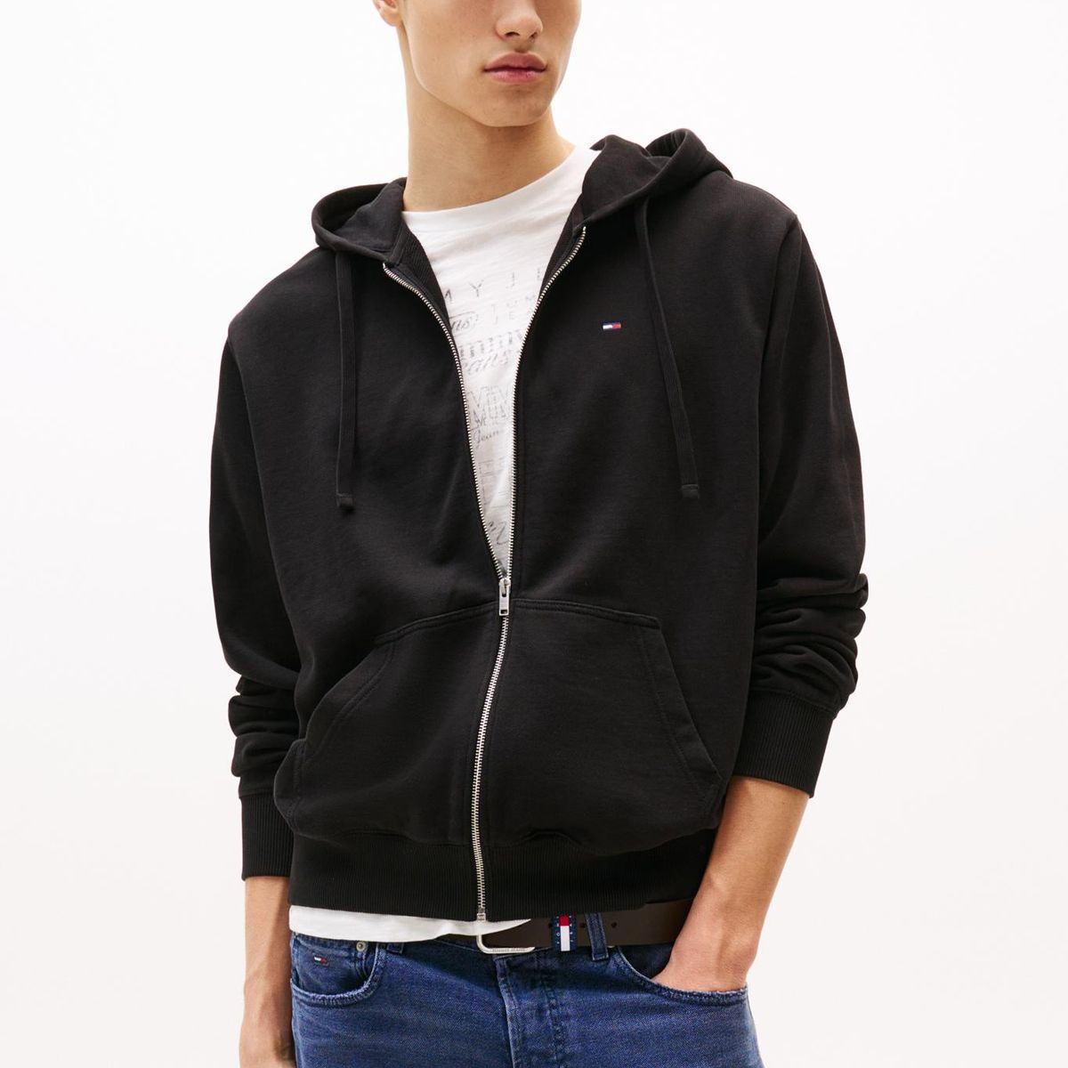 TOMMY HILFIGER - Polerón Hoodie Relaxed Fit Con Cierre Negro Tommy Jeans