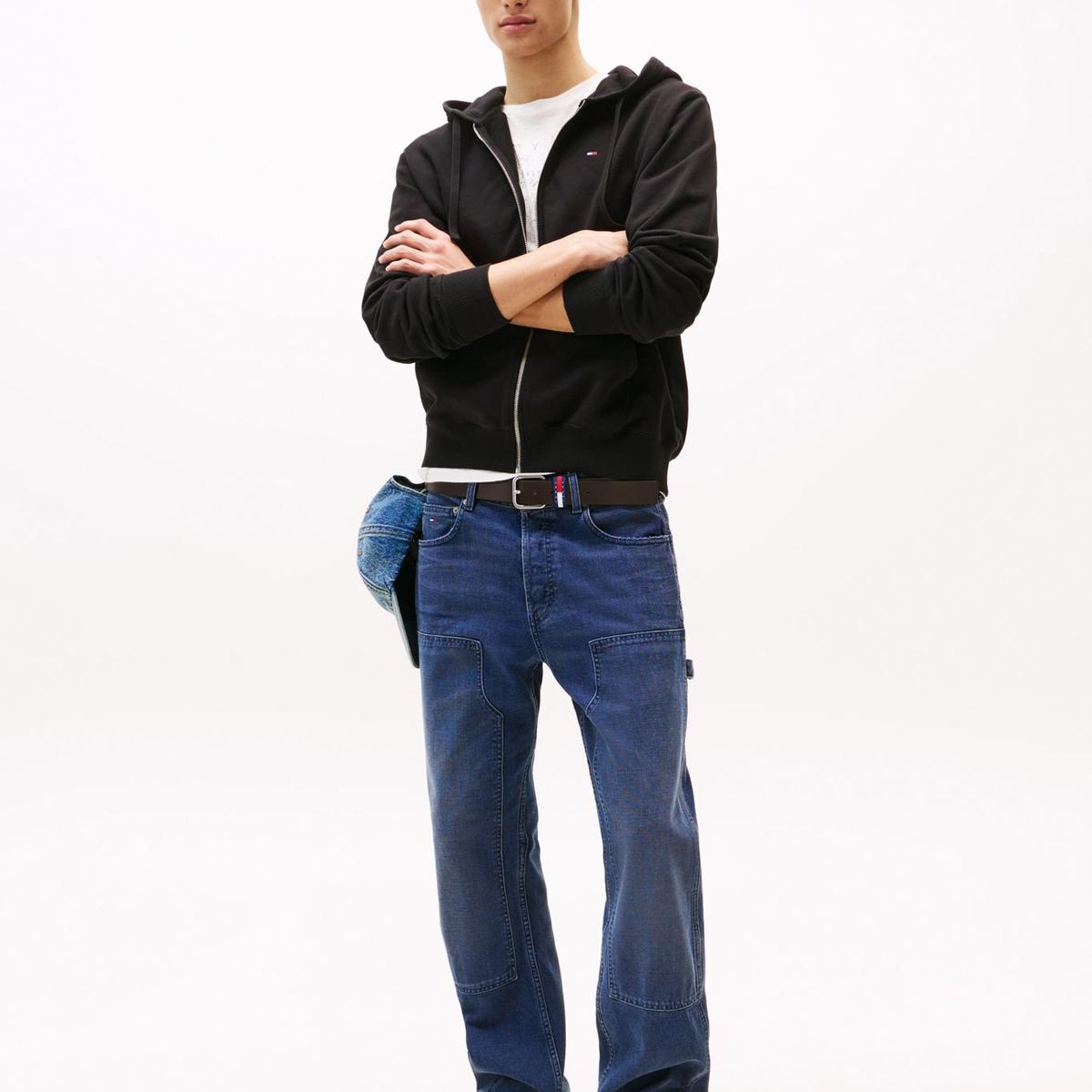 TOMMY HILFIGER - Polerón Hoodie Relaxed Fit Con Cierre Negro Tommy Jeans