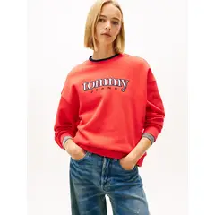 TOMMY HILFIGER - Polerón Con Logo Relaxed Fit Rojo Tommy Jeans