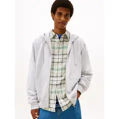 TOMMY HILFIGER - Polerón Hoodie Relaxed Fit Con Cierre Gris Tommy Jeans