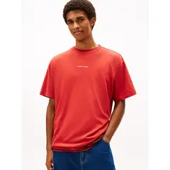 TOMMY HILFIGER - Polera Con Logo Bordado Relaxed Fit Rojo Tommy Jeans