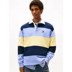 TOMMY HILFIGER - Polo Rugby Con Logo Relaxed Fit Multicolor Tommy Jeans