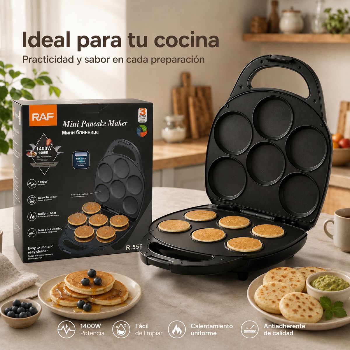 DOPA - Maquina De Mini Panqueques Arepas Pasteles 1400w