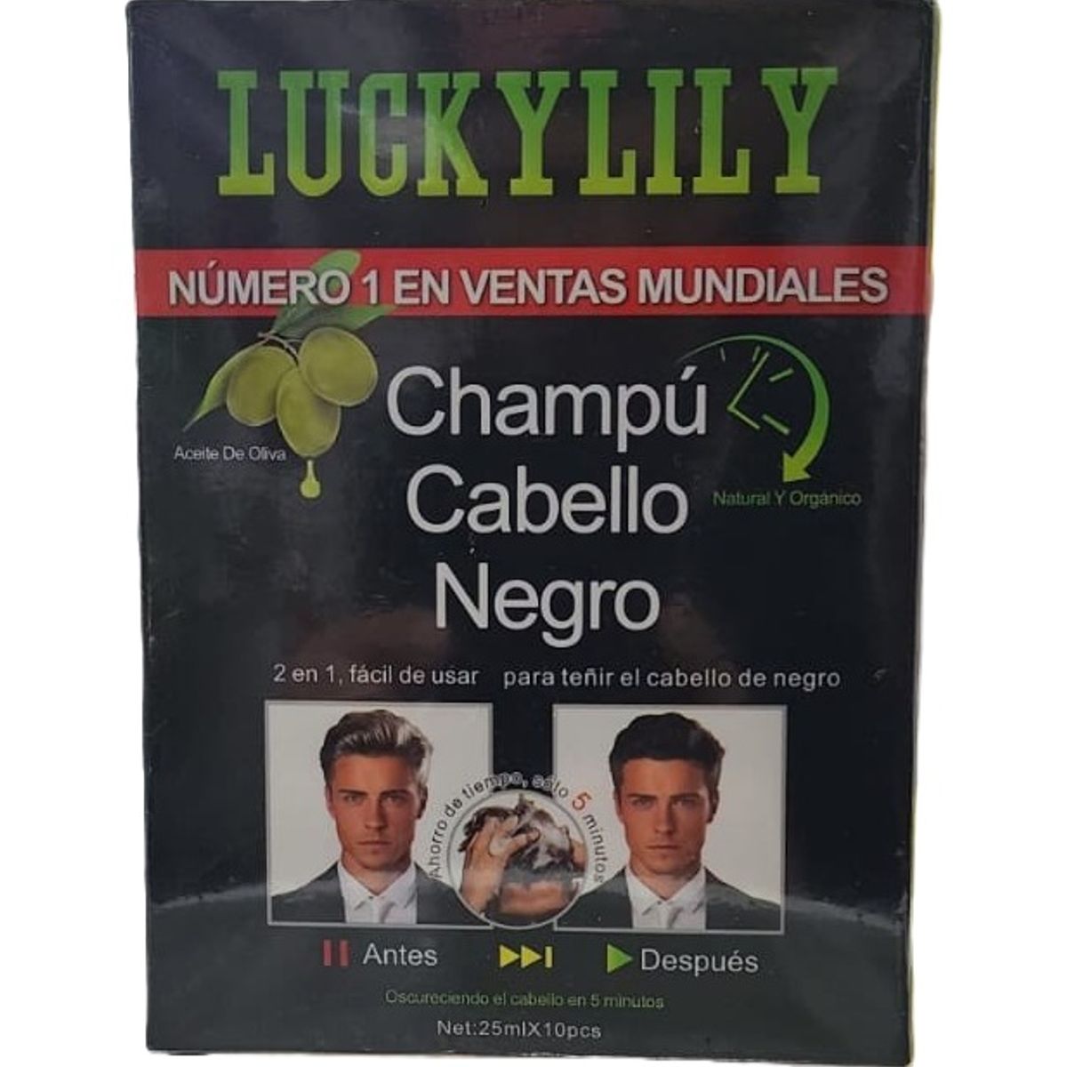 GENERICO - Shampoo con Tinte Negro. Incluye Mascarillas Capilares