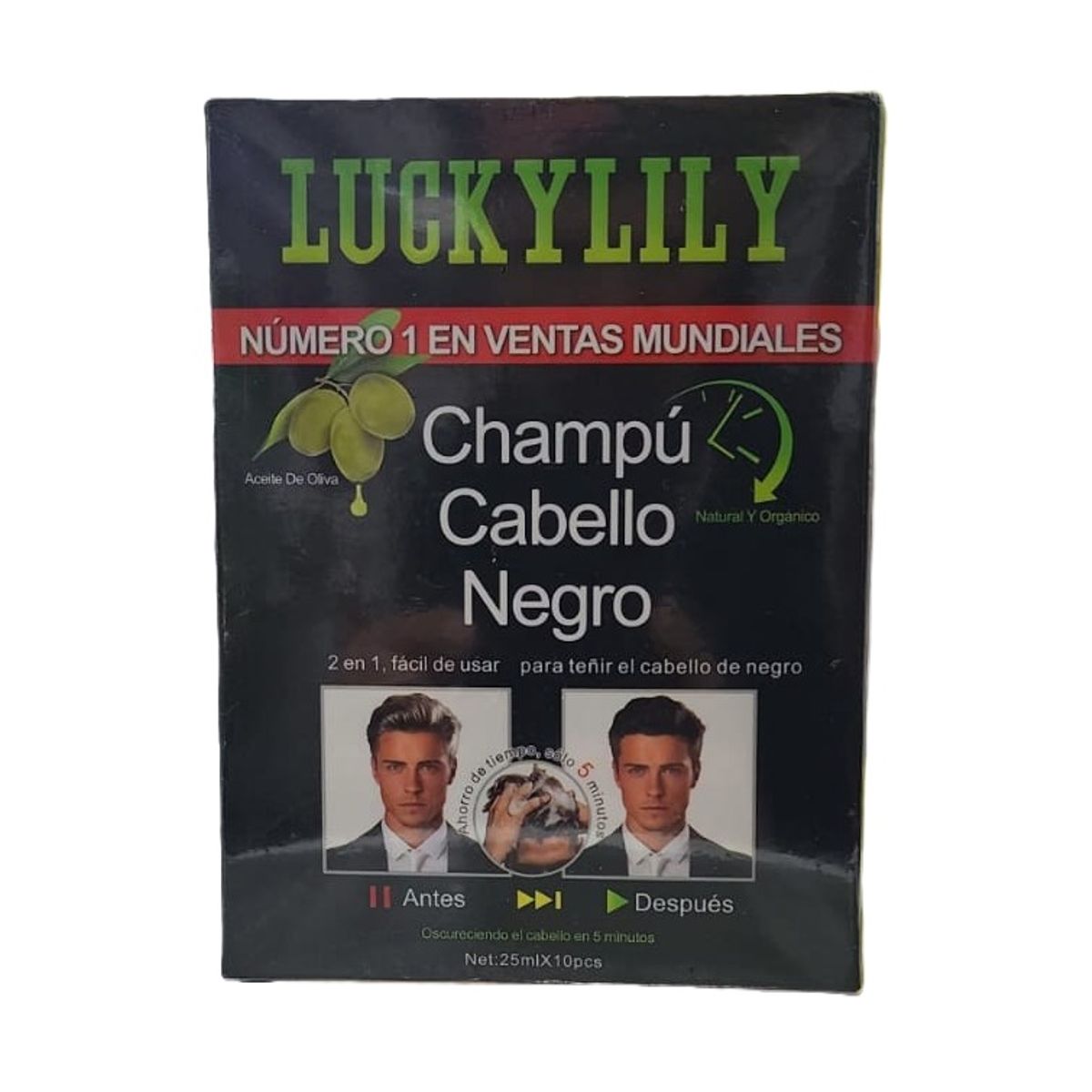 GENERICO - Shampoo con Tinte Negro. Incluye Mascarillas Capilares