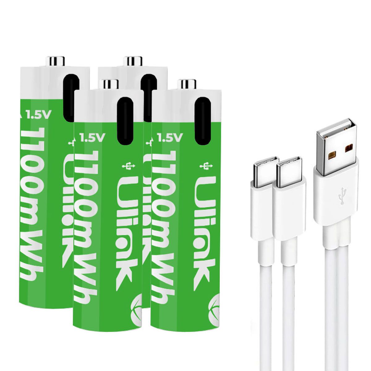 ULINK - Pilas Recargables AAA 1100mWh Carga Directa USB-C x4 Unidades