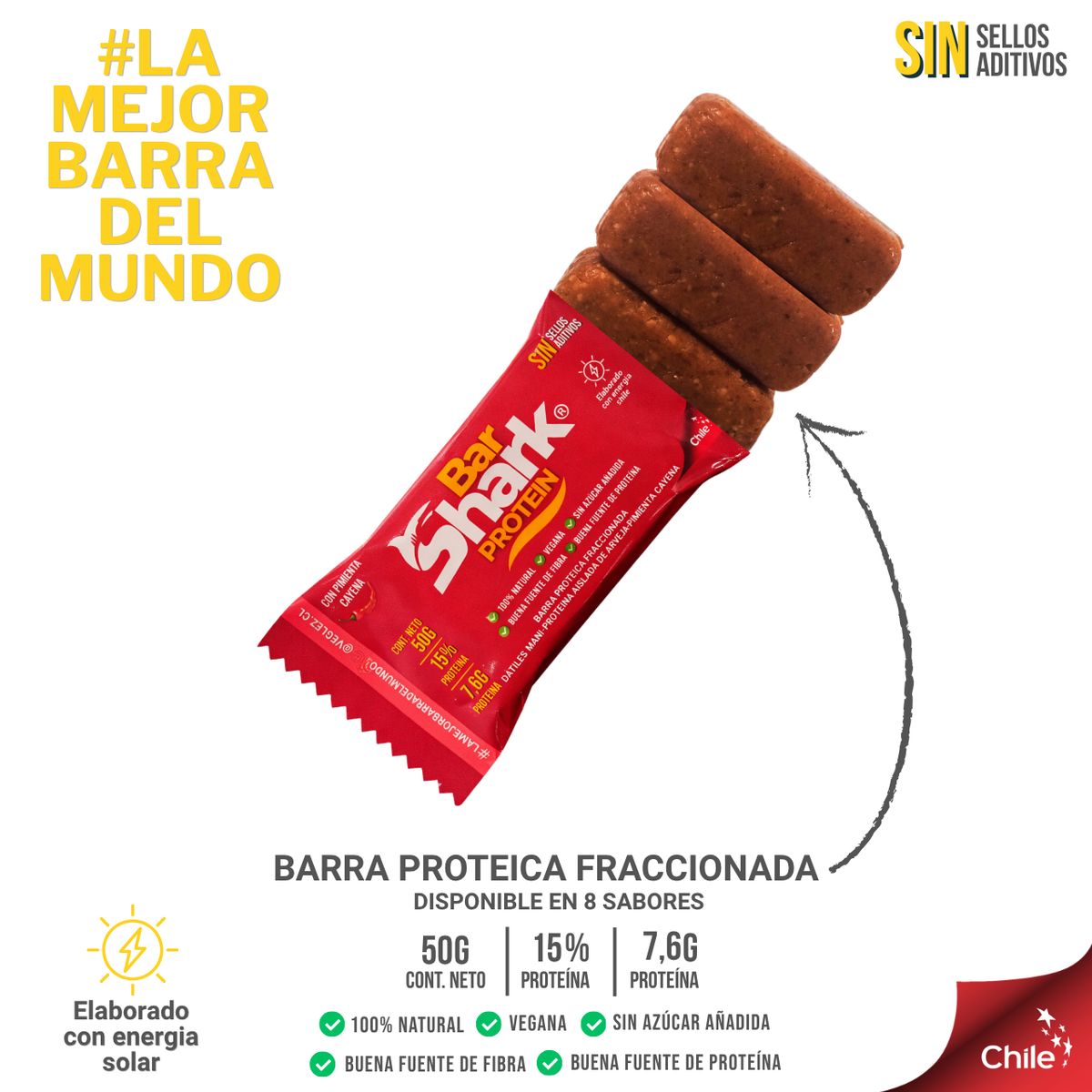 VEGLEZ - Shark Bar Protein Sabor Pimienta Cayena