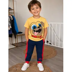 GENERAL - Conjunto Niño Polera Estampada Perrito + Buzo Jogger Bicolor Azul Rojo