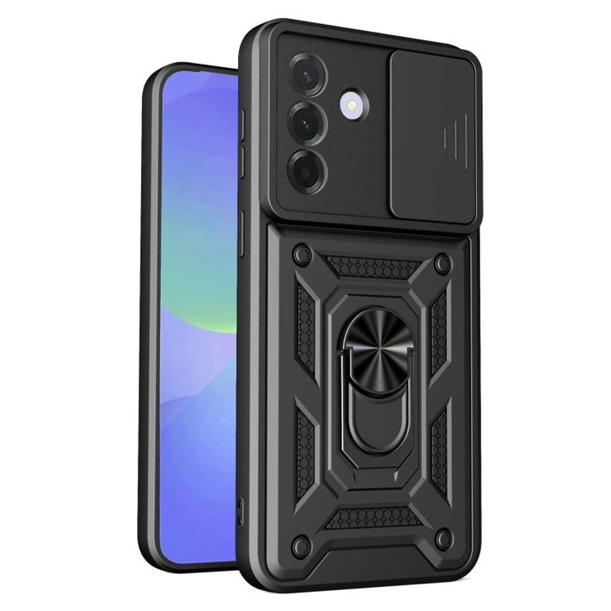 GENERICO - Carcasa Reforzada Con Cubre Cámara Compatible con Samsung Galaxy A37 5G - Negro