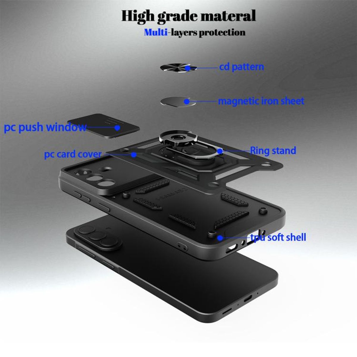 GENERICO - Carcasa Reforzada Con Cubre Cámara Compatible con Samsung Galaxy A37 5G - Negro