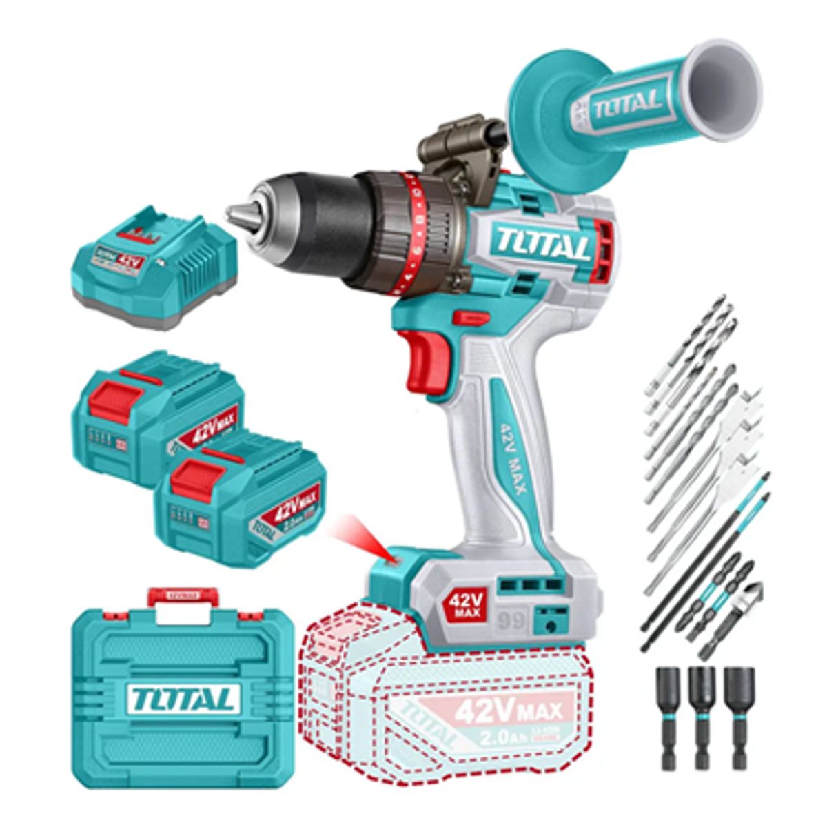 TOTAL TOOLS - Taladro Percutor Atornillador 99nm 42v Total Tidli429982