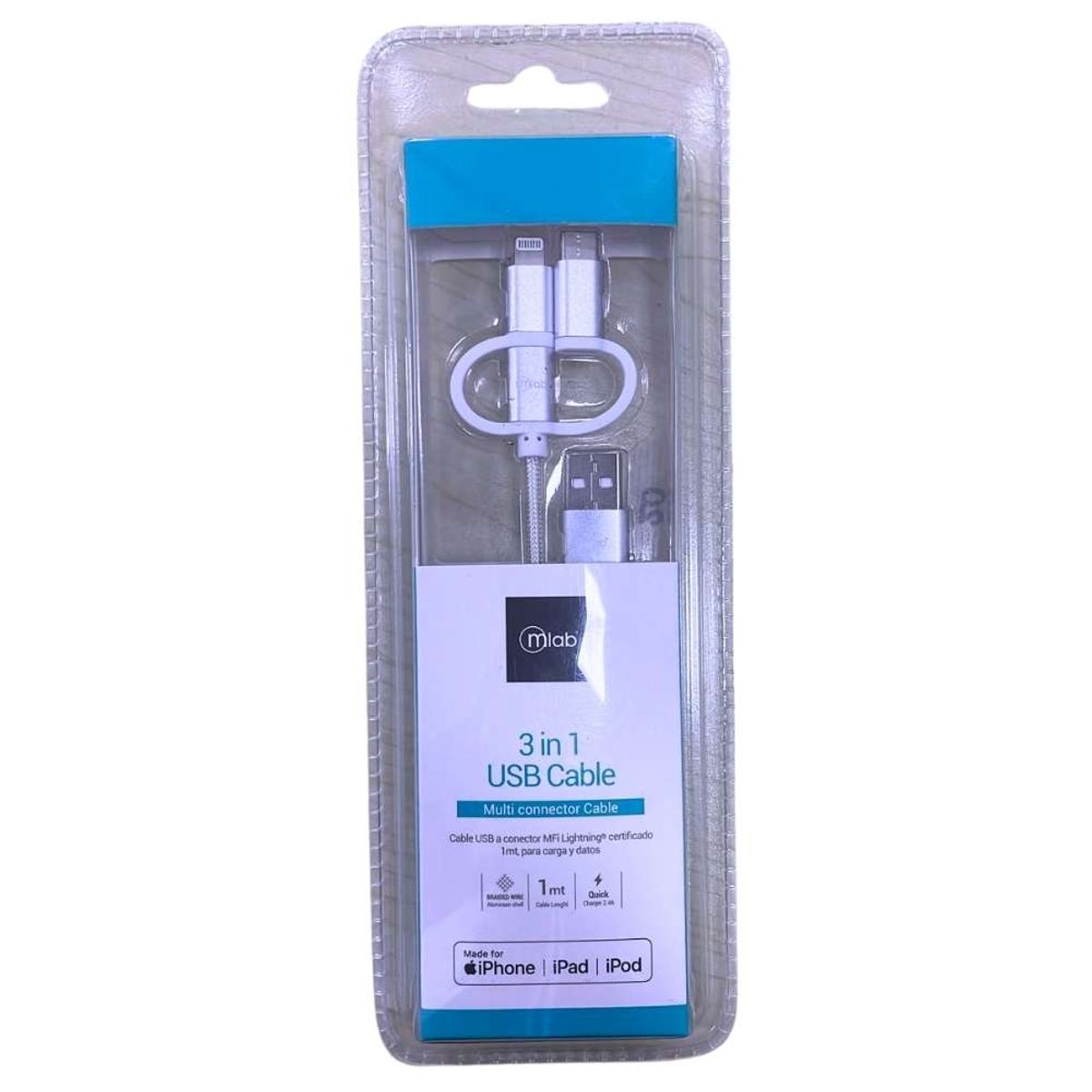 MLAB - Microlab Cable 3 en 1 Blanco