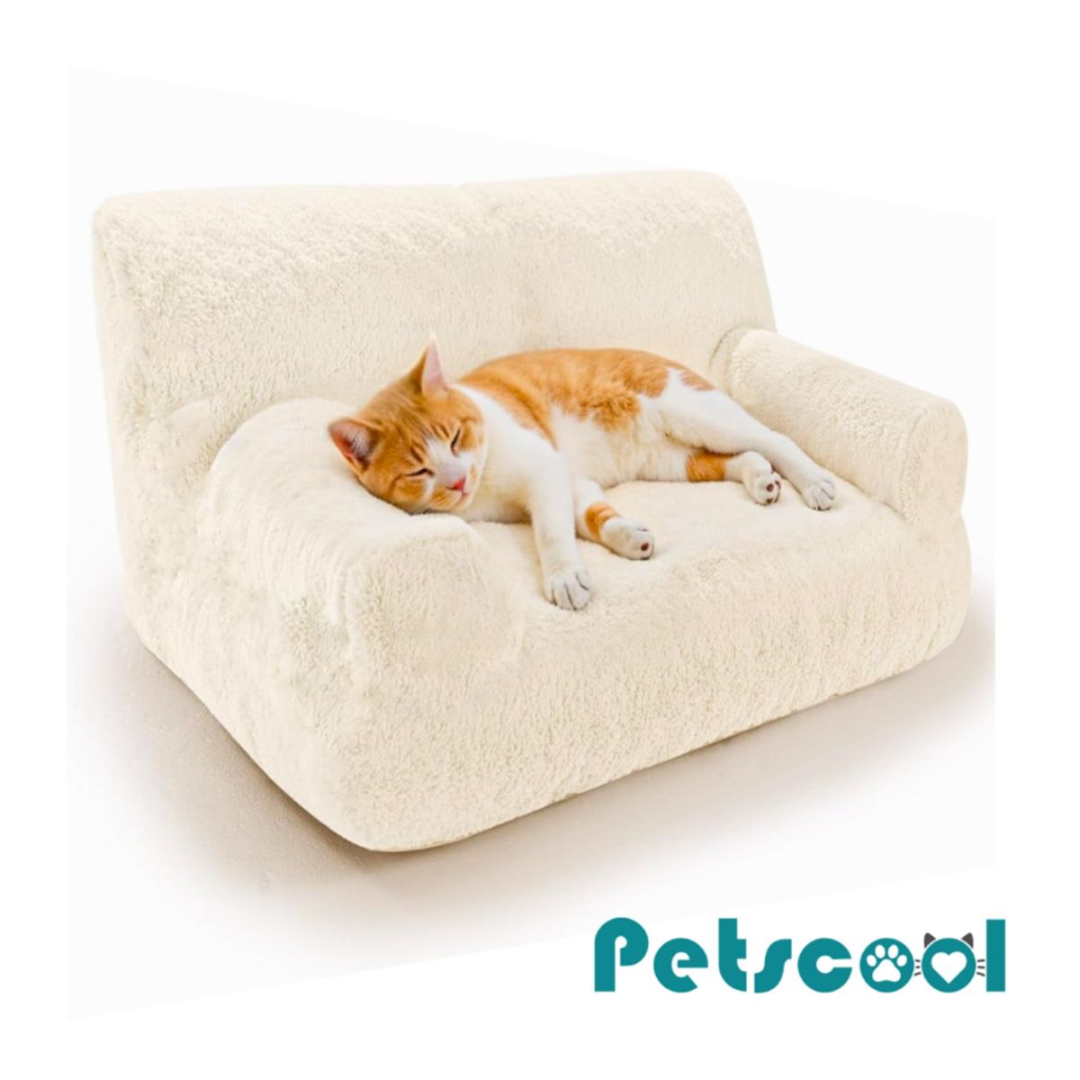 KIDSCOOL - Cama Sofá Antiestrés Perro y Gato M Beige Lavable