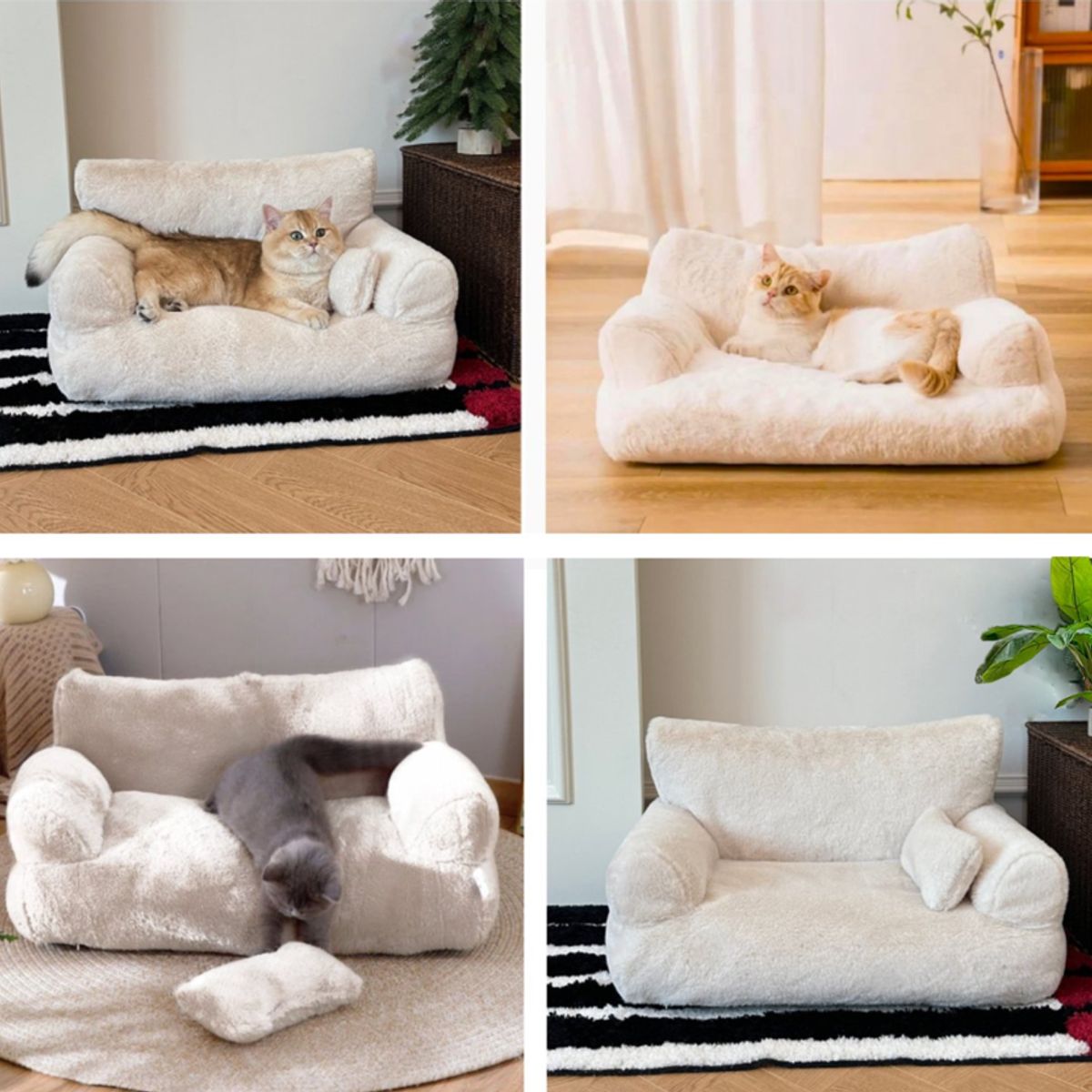 KIDSCOOL - Cama Sofá Antiestrés Perro y Gato M Beige Lavable