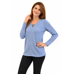 MAGENTA WOMAN - Polera 10 Lanilla Trenzada Indigo