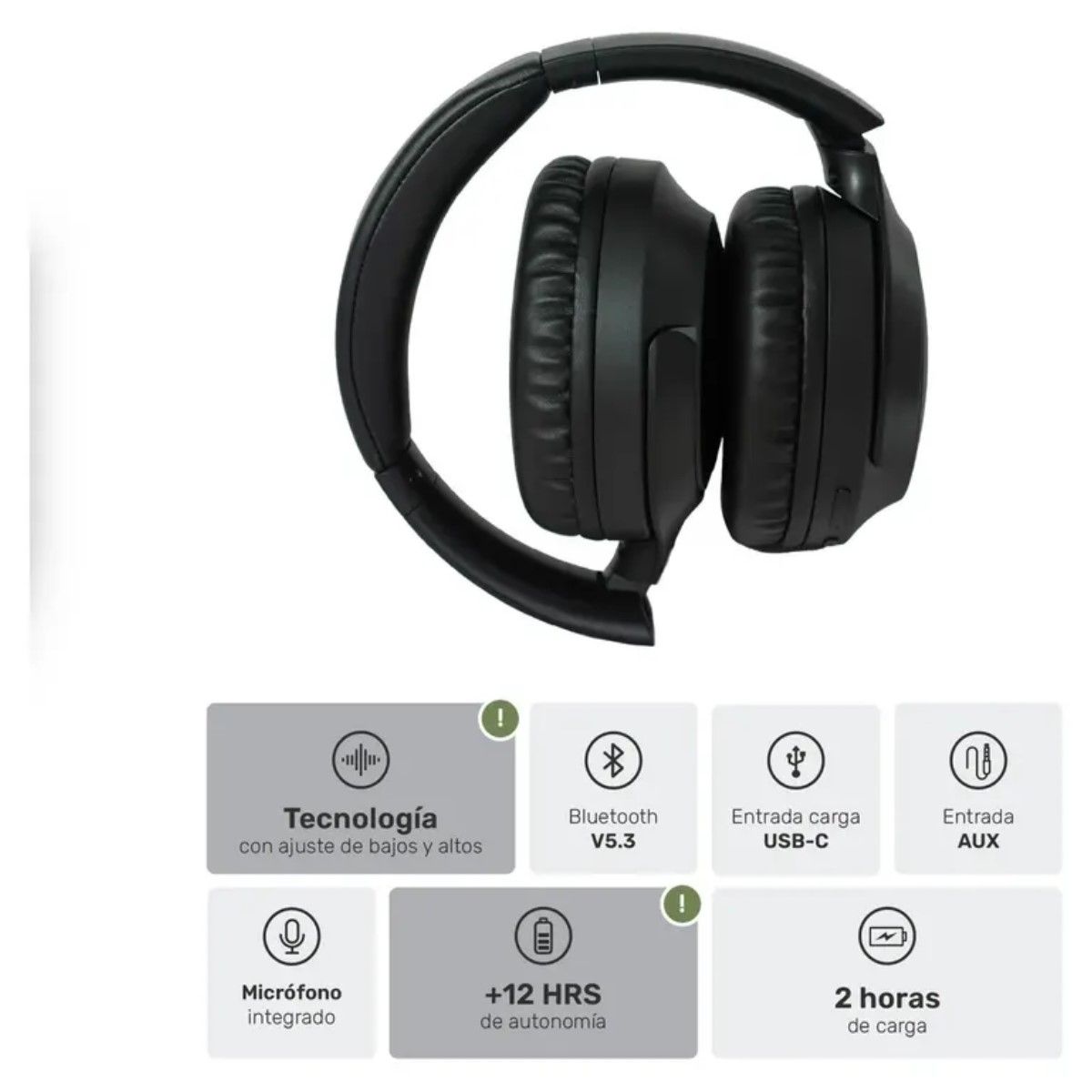 GENERICO - Audifonos Bluetooth Inalambricos Over Ear Wavepro Black Color Negro BELUG
