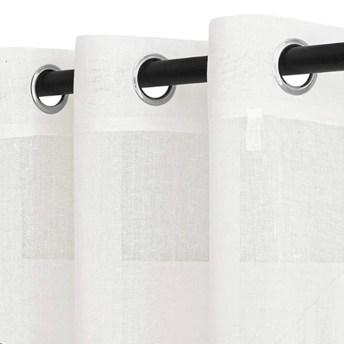 GENERICO - Cortina Velo Liso Con Argolla 140x220 Cm 2 Paño - Blanco