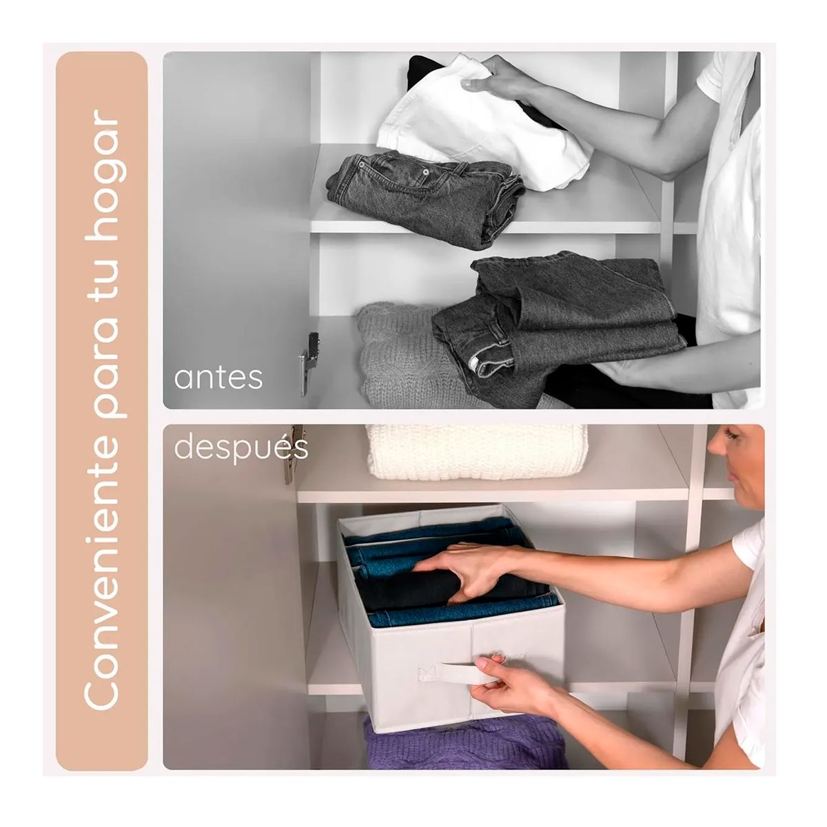 ESHOPANGIE - Pack 4 Bolsas Organizador Ropa Caja Plegable Con Asa