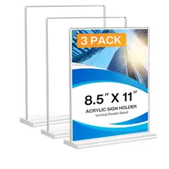 GENERICO - Porta Menú Tamaño Carta Para Hoja A4 contiene 3pcs