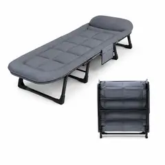 ACTUAL - Cama Plegable Portátil Reforzada 6 Posiciones Colchón Reclinable Compacta para Oficina Hogar Camping