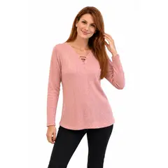 MAGENTA WOMAN - Polera 10 Lanilla Trenzada Rosa