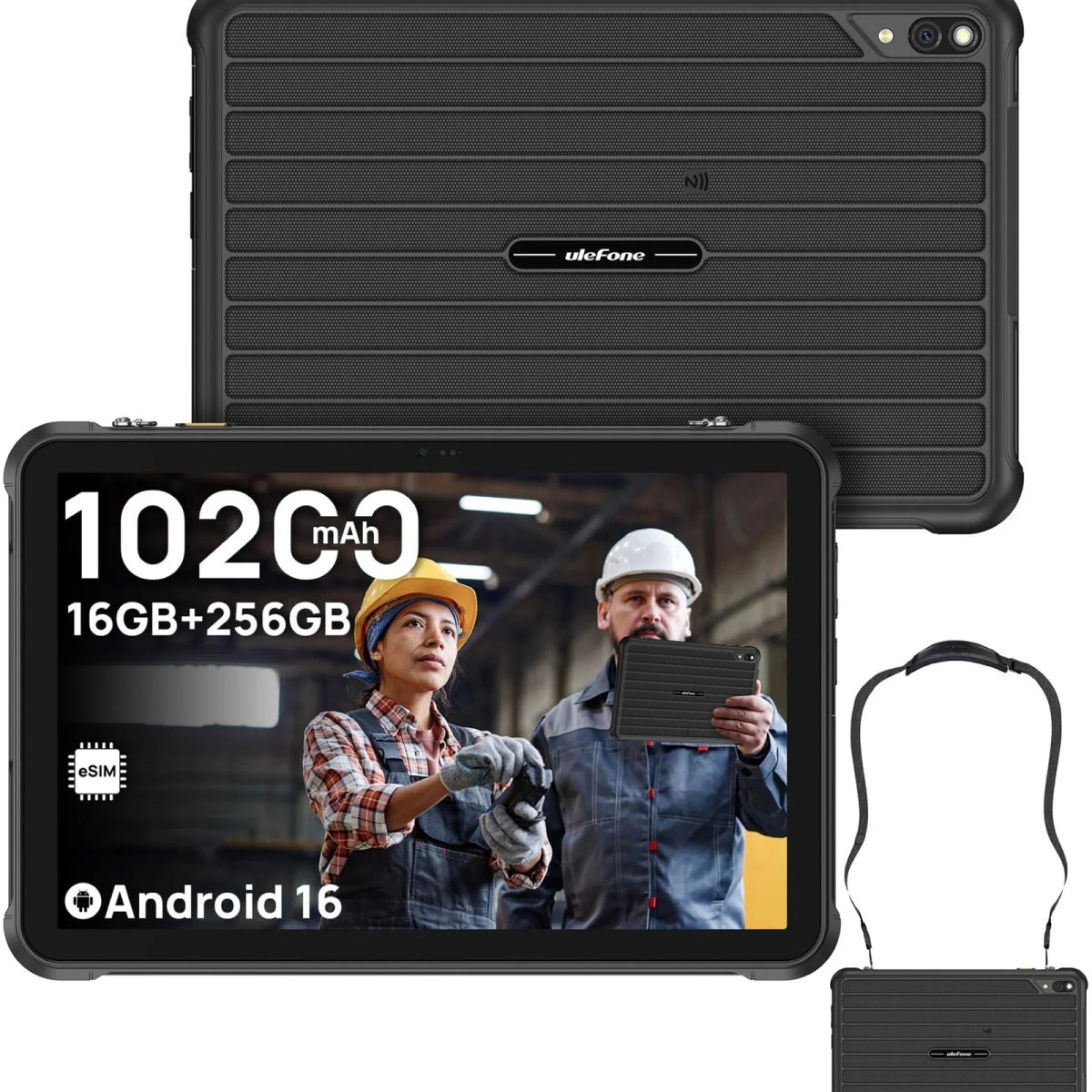 ULEFONE - Tablet Rugged RugKing Pad 2 Pro - 10 Pulg. 16GB, 4G, Linterna, Android 16, Correa