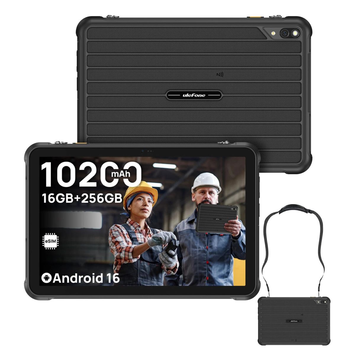 ULEFONE - Tablet Rugged RugKing Pad 2 Pro - 10 Pulg. 16GB, 4G, Linterna, Android 16, Correa