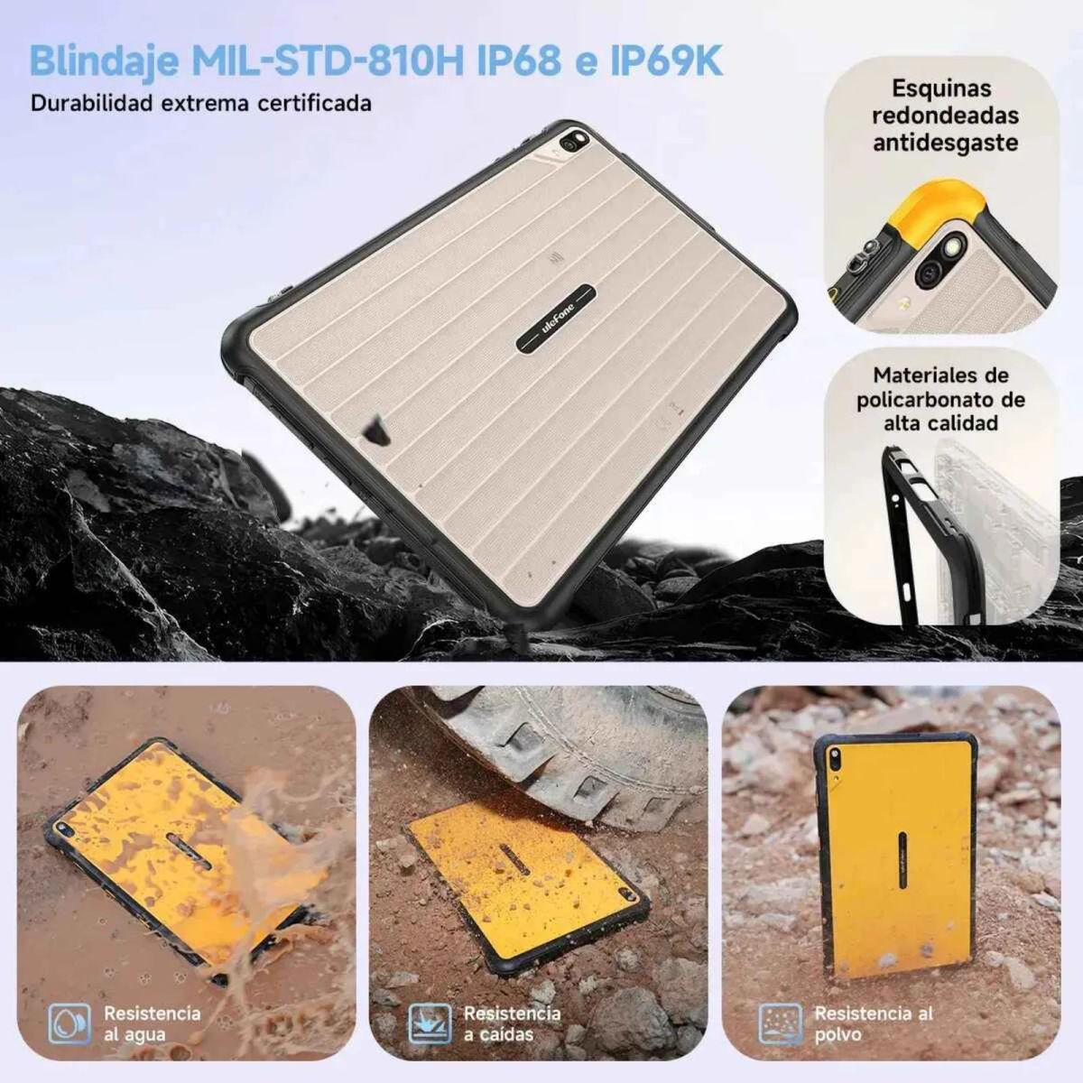 ULEFONE - Tablet Rugged RugKing Pad 2 Pro - 10 Pulg. 16GB, 4G, Linterna, Android 16, Correa