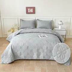 GENERICO - Cubrecama de Verano Liviano Quilt King con Diseño Gris