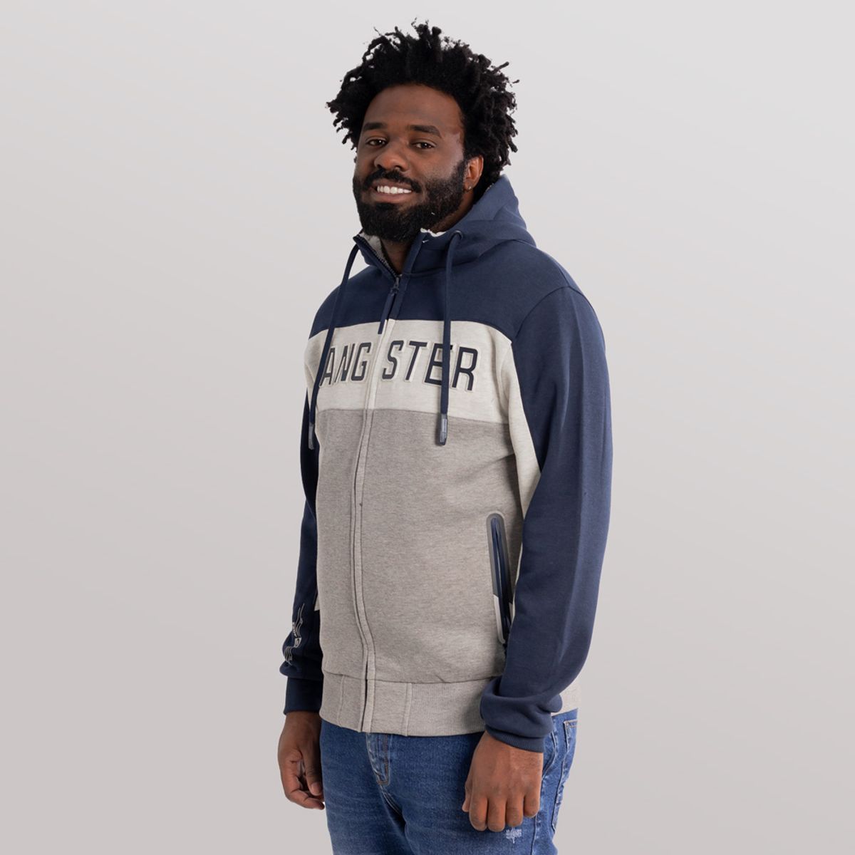 GANGSTER - Poleron Fullziper Radiant Azul Gangster