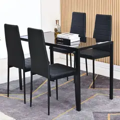 GENERICO - Juego De Comedor 4 Sillas Mesa Rectangular 120x60x75 cm Negro