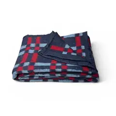 ZAHR - FRAZADA ESCOCESA AZUL Y ROJO 1P