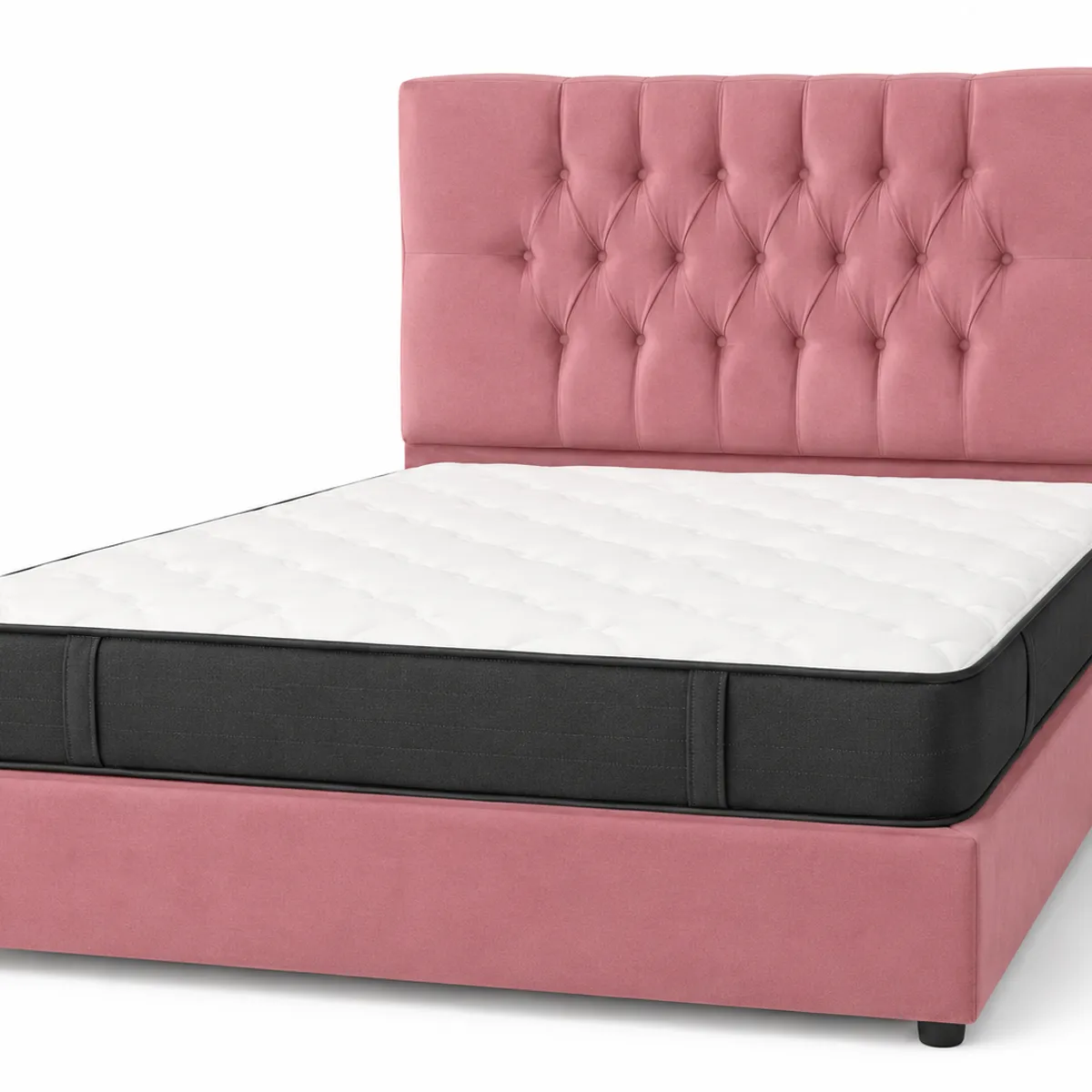 GENERICO - Cama Premium 2 plazas más colchón, color palo rosa