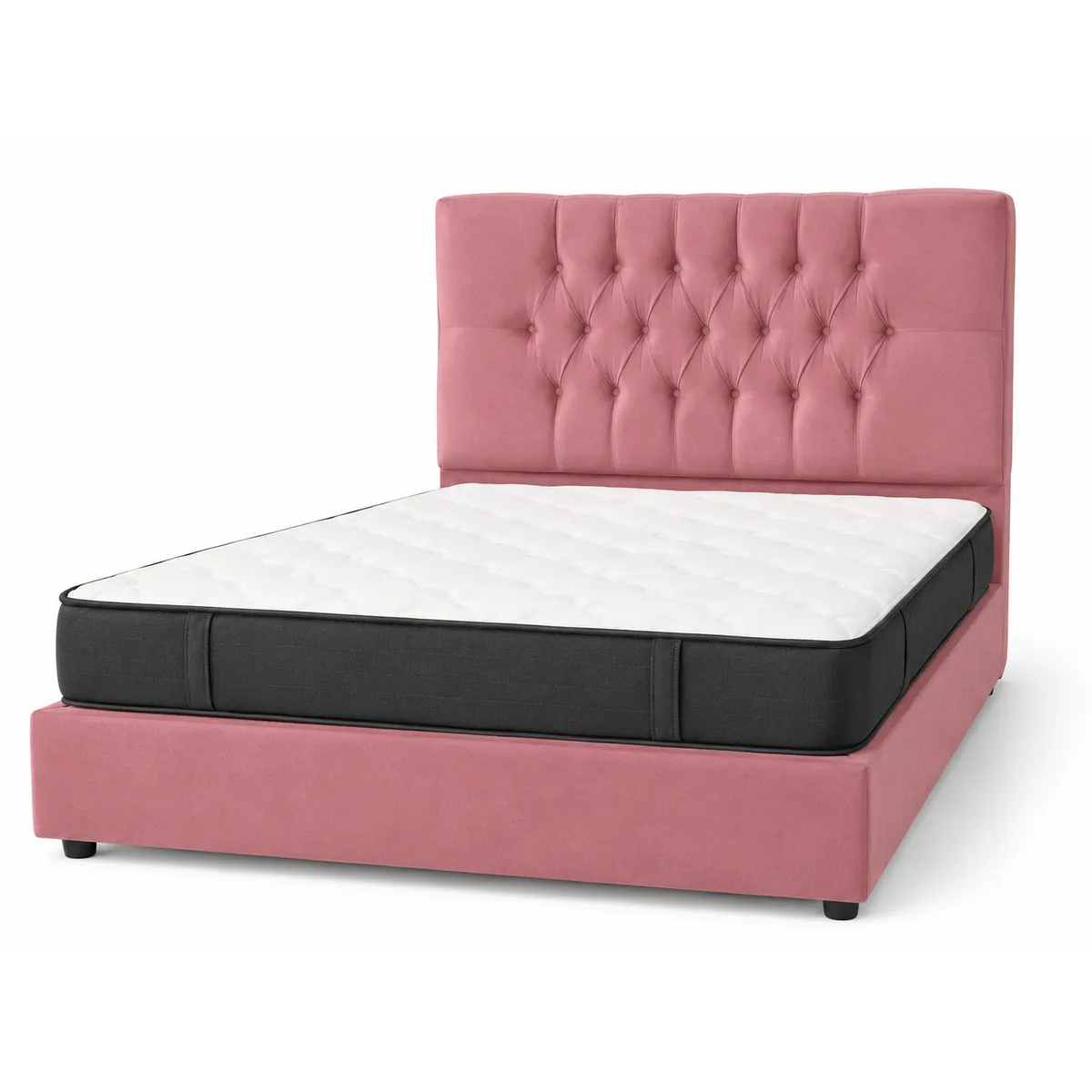 GENERICO - Cama Premium 2 plazas más colchón, color palo rosa