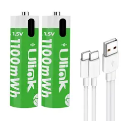 ULINK - Pilas Recargables AAA 1100mWh Carga Directa USB-C x2 Unidades